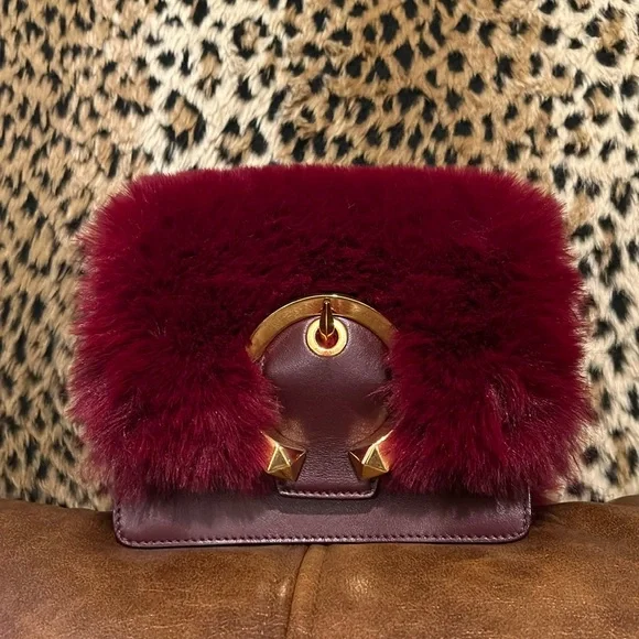 🚫SOLD🚫SOLD🚫 Jimmy Choo Madeline Faux Fur Crossbody Clutch Bag - Picture 1 of 15